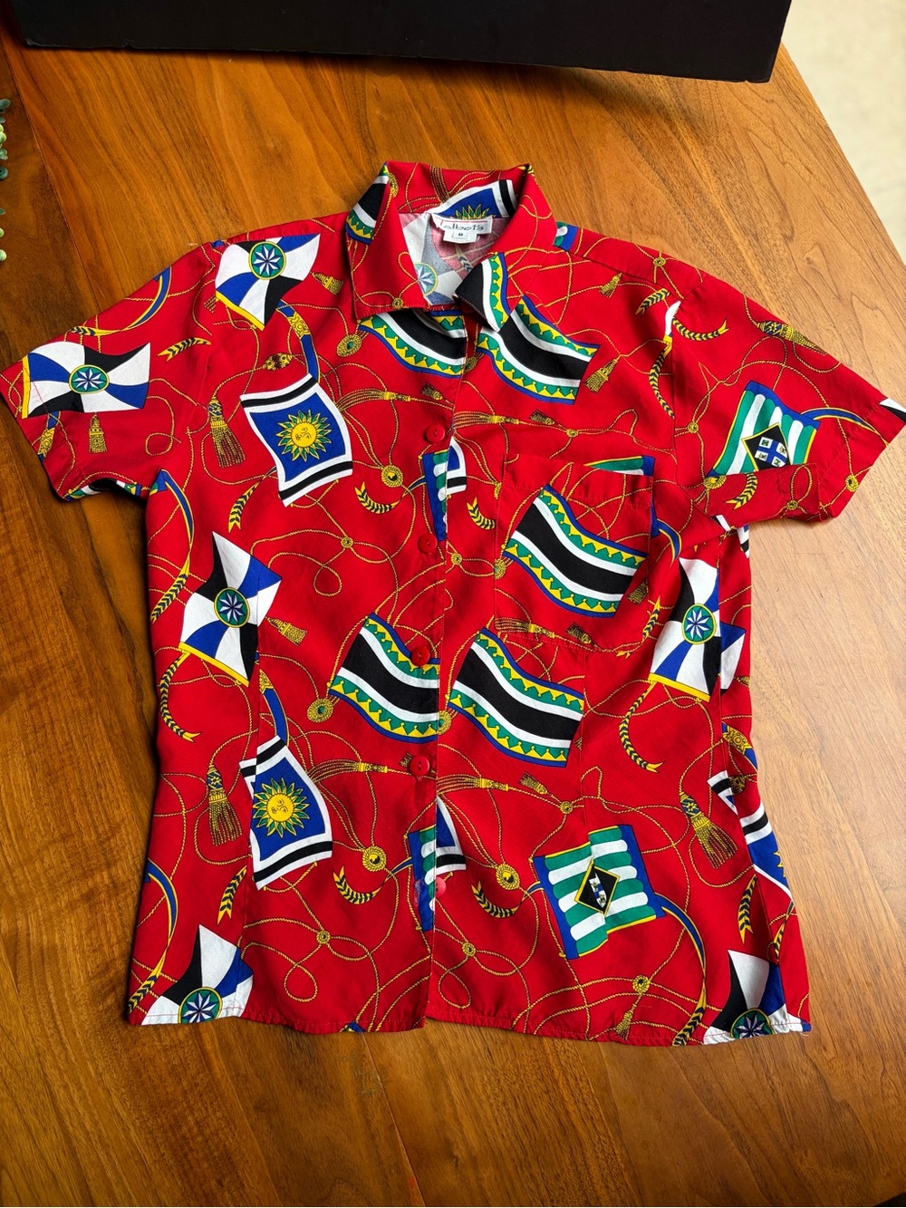 Vintage Talbots Nautical Flag Print Blouse Sz 8